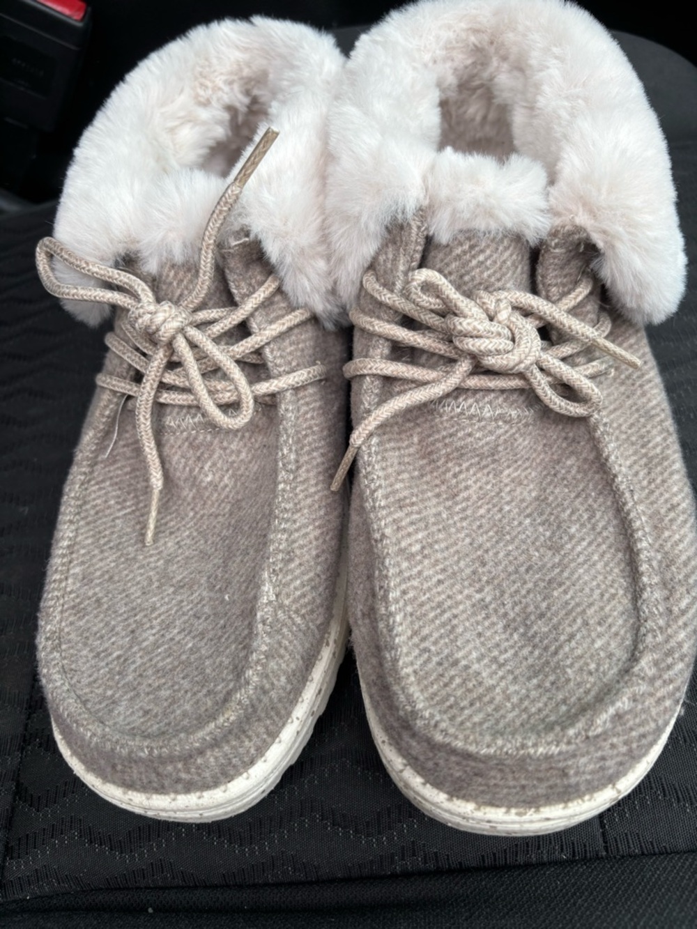 Hey Dude Women's Faux-Fur Lined Slip-On Slippers - Taupe